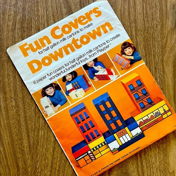 Vintage 70s Fun Covers Trucks & Downtown Milk Juice Carton Kids Craft DIY Kits - Picture 3 of 13